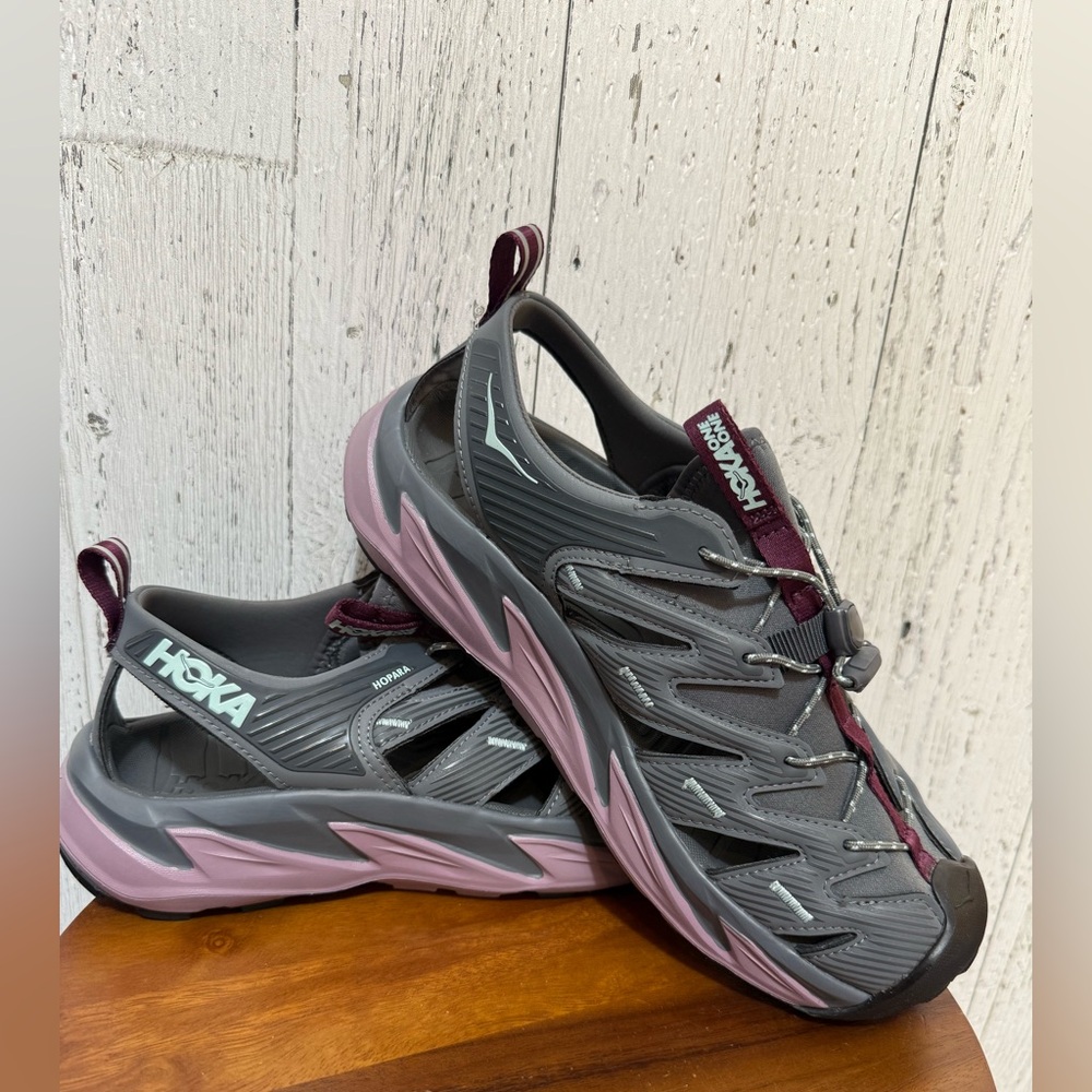 Hoka Charcoal and Purple  Hopara Sandals